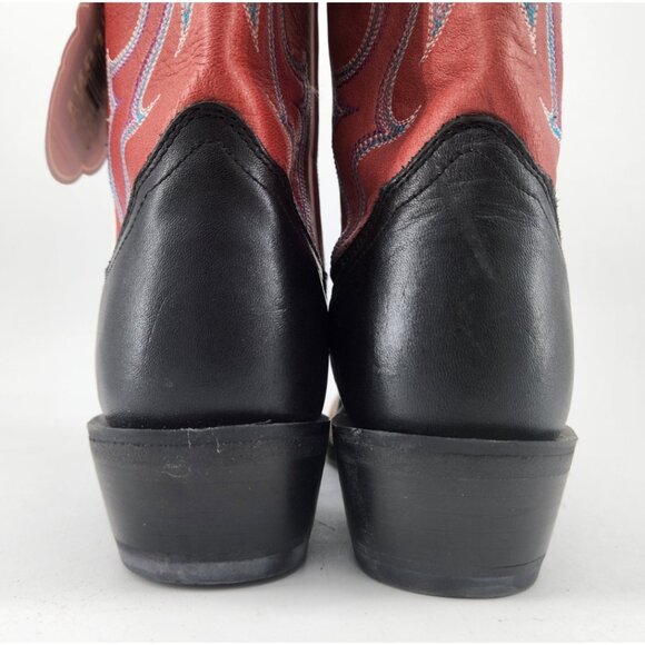 NEW Nocona Women's Size 6.5 B NL5501 Pink Black Square Toe Leather Cowboy Boots - Picture 9 of 16